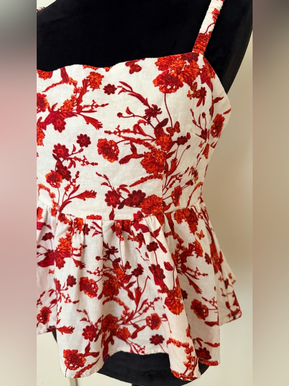 Forever 21 Babydoll Backless Peplum Cami Floral Top - Size L - Picture 2 of 6